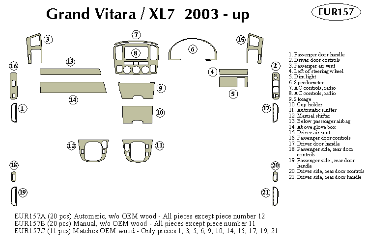 Suzuki Grand Vitara wood dash kit by B&I Trim Product Manufacturers(TM)