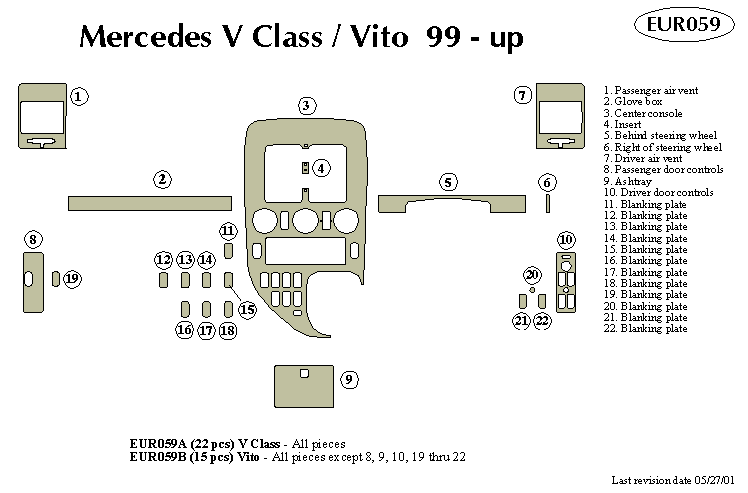 Mercedes V Class / Vito Dash Kit by B&I