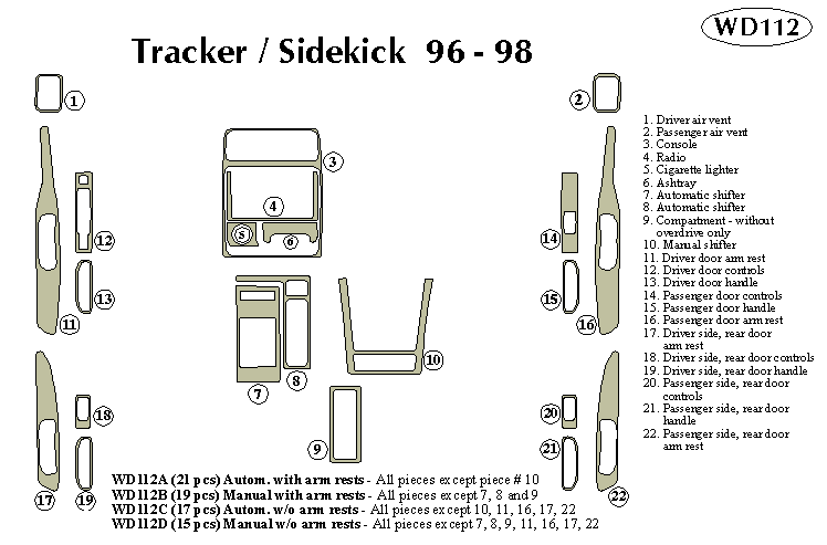 Geo Tracker / Suzuki Sidekick Dash Kit by B&I