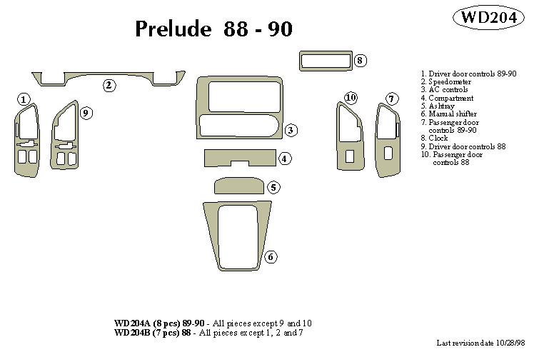 Honda Prelude 88-90 Dash Kit by B&I