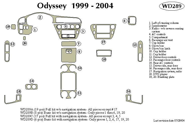 Honda Odyssey Dash Kit by B&I