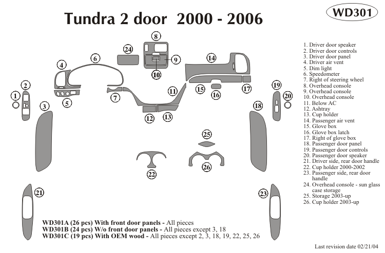 Toyota Tundra 2 Door Dash Kit by B&I