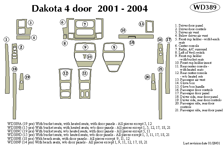 Dodge Dakota 4 Door Dash Kit by B&I