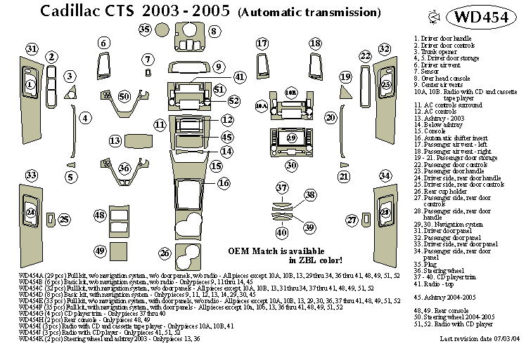 Cadillac CTS 2003-2005 wood dash kit by B&I Trim Product Manufacturers(TM)