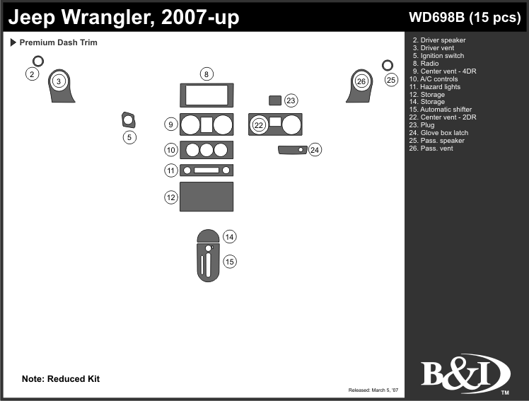 Jeep Wranger 07-up Dash Kit by B&I
