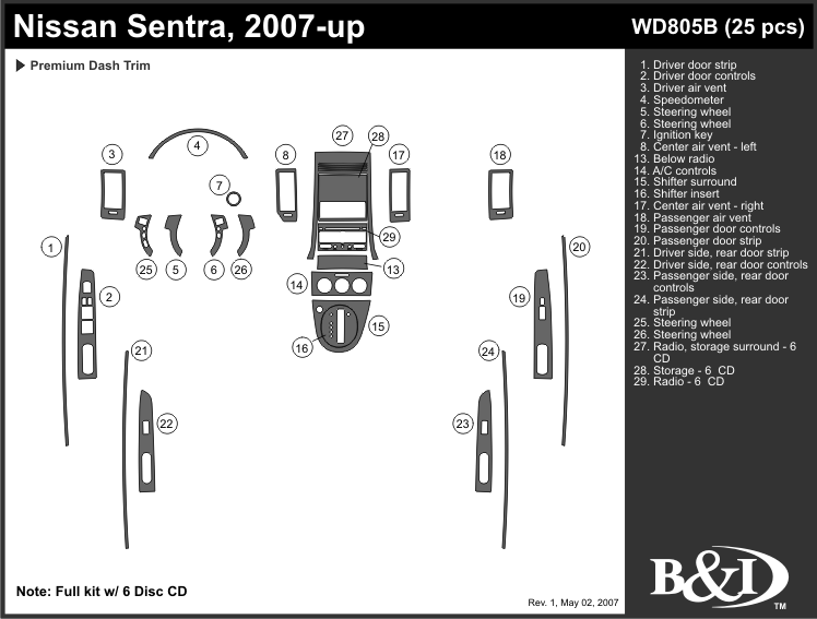 Nissan Sentra 07-up Dash Kit by B&I