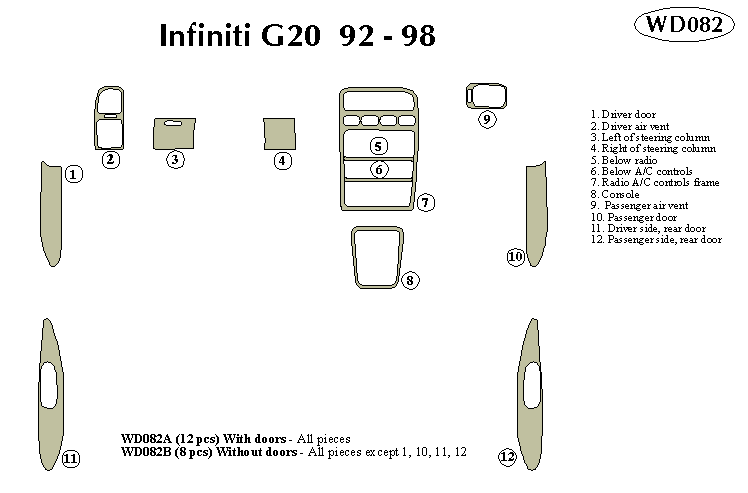 Infiniti G20 92 - 98 real wood trim by Exotic Wood Dash