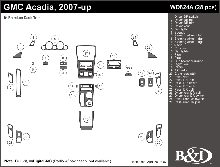 Gmc Acadia 07-up Dash Kit by B&I