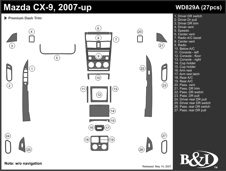Mazda Cx-9 07-up Dash Kit by B&I