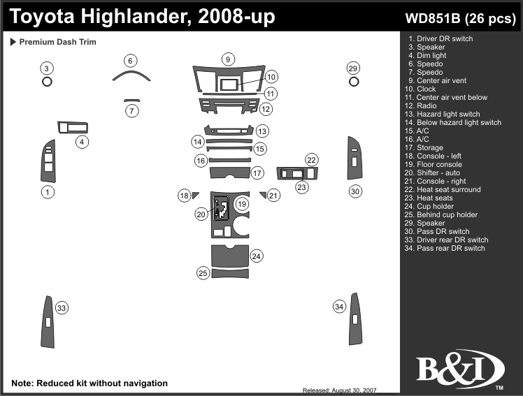 Toyota Highler Dash Kit by B&I