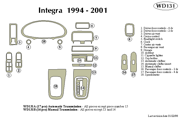 Acura Tegra Dash Kit by B&I