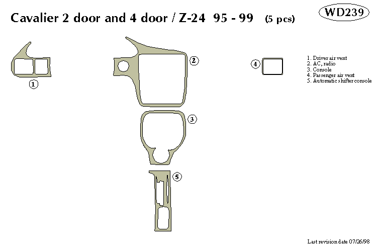 Chevrolet Cavalier 2 Door  4 Door / Z-24 Dash Kit by B&I