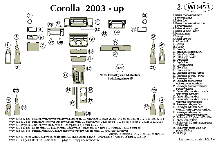 Toyota Corolla Dash Kit by B&I