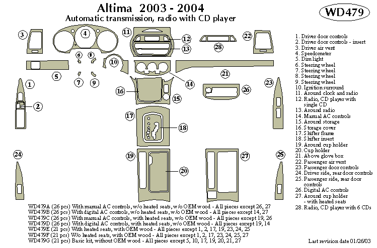 Nissan Altima Automatic Dash Kit by B&I