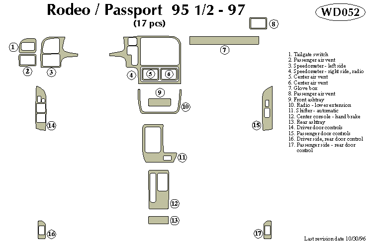 Isuzu Rodeo / Honda Passport Dash Kit by B&I
