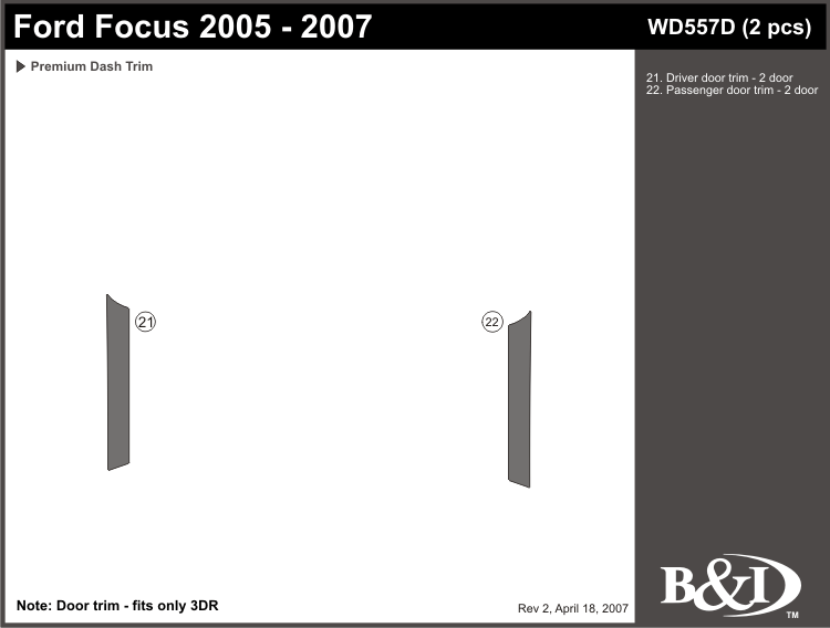 Ford Focus 05-2007 Dash Kit by B&I