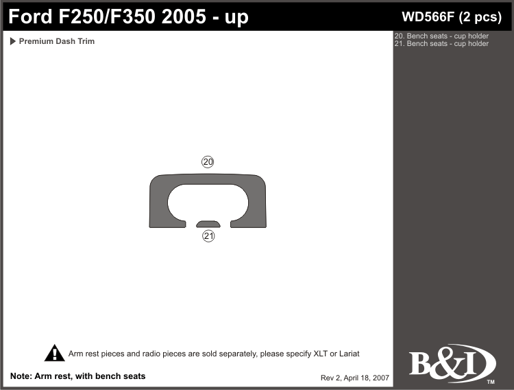 A Ford Super Duty 05-2007 Dash Kit by B&I