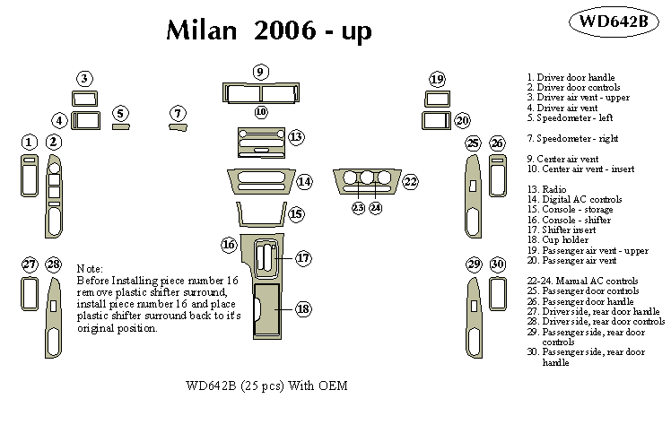 Mercury Milan Dash Kit by B&I