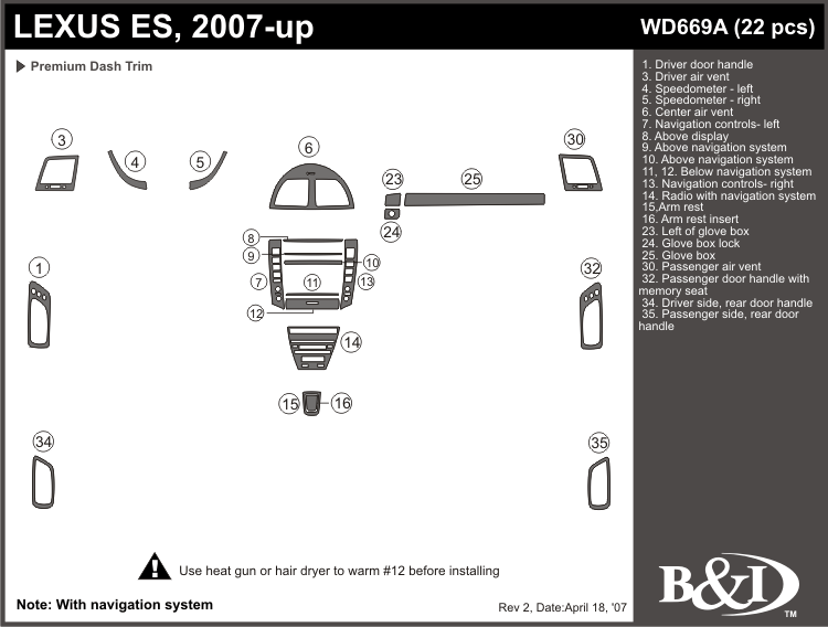 D Lexus Es350 Dash Kit by B&I