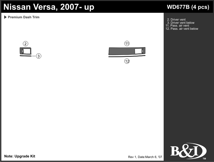 Nissan Versa 07-up Dash Kit by B&I