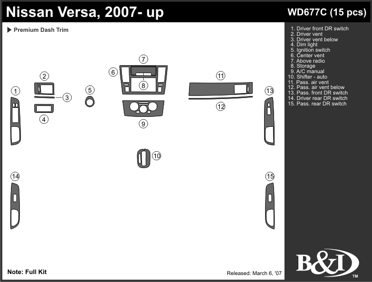 Nissan Versa 07-up Dash Kit by B&I