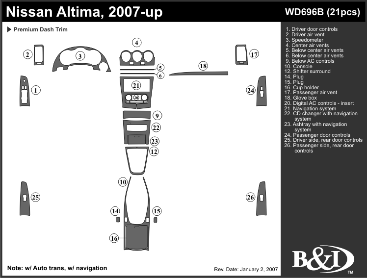 Nissan Altima Dash Kit by B&I