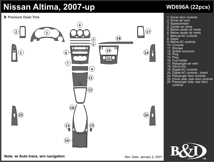 Nissan Altima Dash Kit by B&I