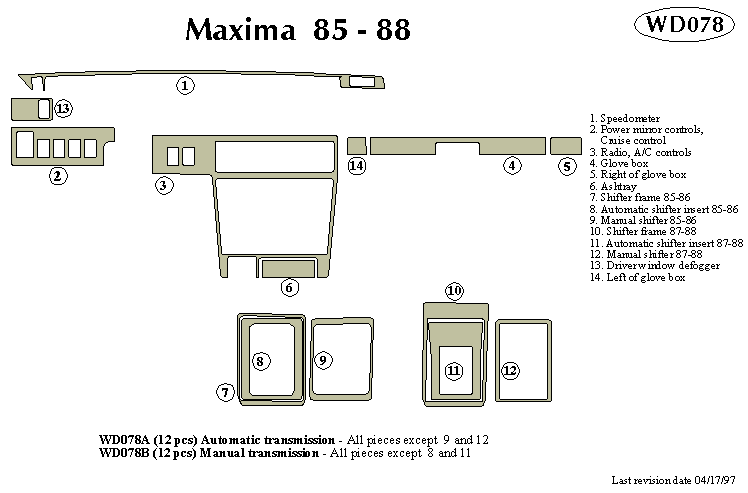 Nissan Maxima 85-88 Dash Kit by B&I
