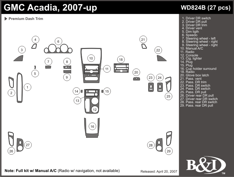 Gmc Acadia 07-up Dash Kit by B&I