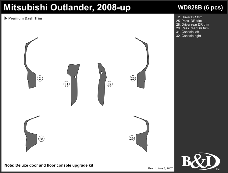 Mitsubishi Outler 08-up Dash Kit by B&I