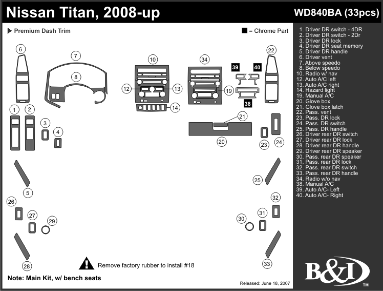 Nissan Titan 08-up Dash Kit by B&I