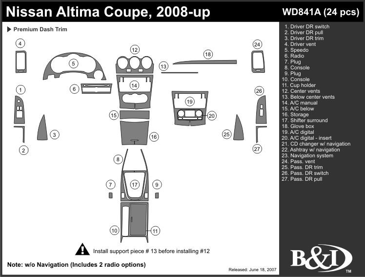 Nissan Altima Dash Kit by B&I