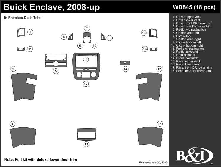 Buick Enclave Dash Kit by B&I